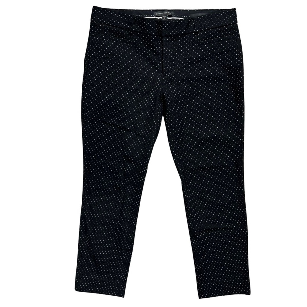 Banana Republic Sloan Fit Ankle Pants women 6 Petite Black Polka Dot Career Work